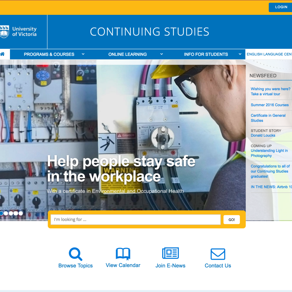 UVic Continuing Studies website (2016)